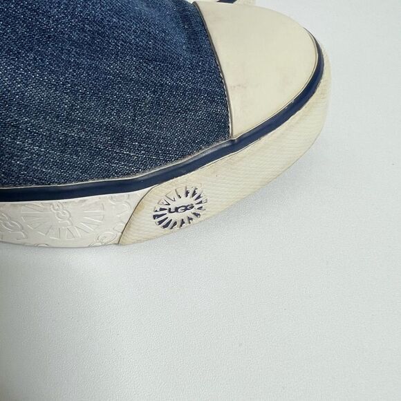 SUPER RARE UGG AUSTRALIA DELAINE DISTRESSED DENIM  SHEARLING FUR BOOT Size 6 - Picture 6 of 12